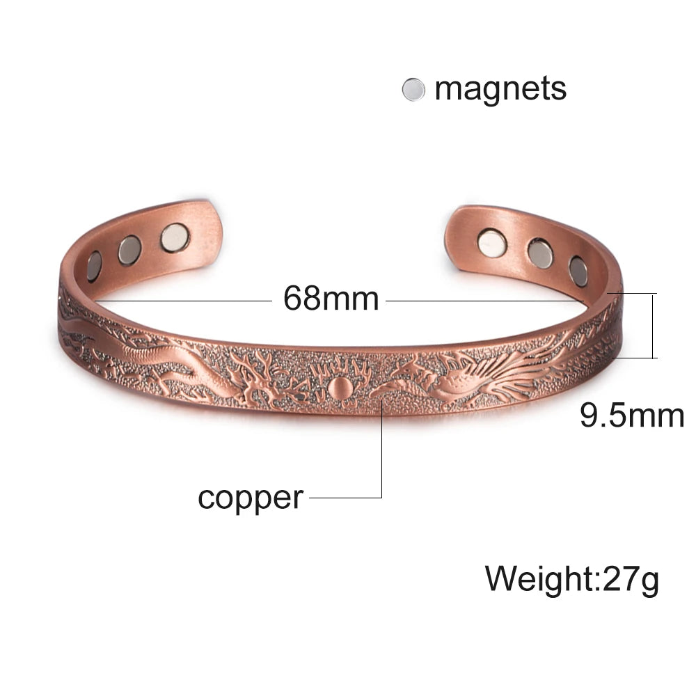 🧲 Spiritual Abacus Pure Copper Magnetic Bracelet – Adjustable Cuff for Arthritis Pain Relief