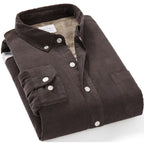 Spiritual Abacus™ Men’s Corduroy Thermal Shirt – Thick Fleece-Lined Cotton Long Sleeve Winter Top