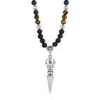 🗡️ Spiritual Abacus Tibetan Phurba Kilaya Necklace Tiger’s Eye & Lava Stone Necklace