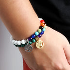 🌈 Spiritual Abacus 7 Chakra Tree of Life Bracelet Natural Stone Reiki Beads