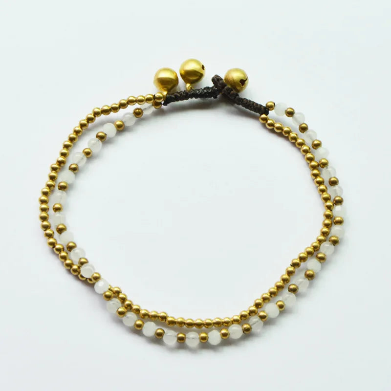 Spiritual Abacus™ Turquoise & Copper Bead Anklet – Bohemian Style Women’s Beach Jewelry with Bells