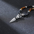 🗡️ Spiritual Abacus Tibetan Phurba Kilaya Necklace Tiger’s Eye & Lava Stone Necklace