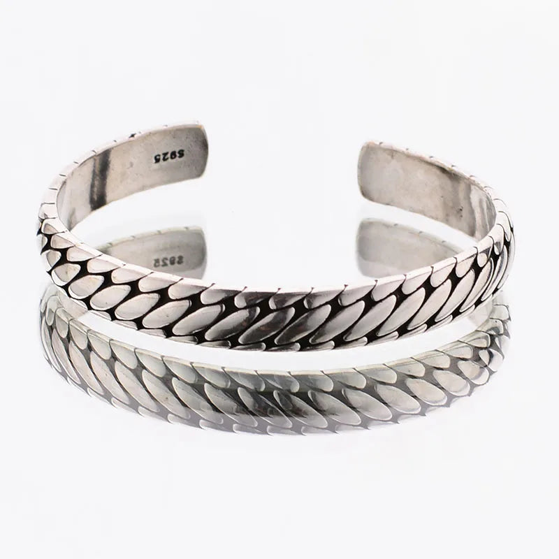 Spiritual Abacus™ Retro Oval Pattern Open Bracelet – Minimalist Silver-Tone Cuff for Women & Men