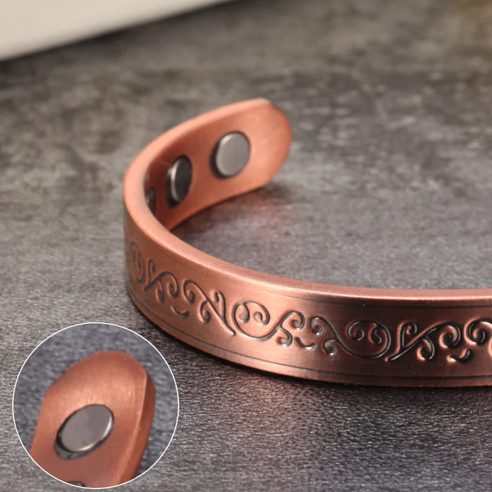 🧲 Spiritual Abacus Pure Copper Magnetic Bracelet – Adjustable Cuff for Arthritis Pain Relief