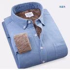 Spiritual Abacus™ Men’s Corduroy Thermal Shirt – Thick Fleece-Lined Cotton Long Sleeve Winter Top