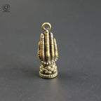 Spiritual Abacus™ Pure Copper Folded Hands Keychain – Buddha-Inspired Brass Pendant Charm for Mindful Living