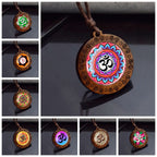 Spiritual Abacus™ Wooden OM Pendant Necklace – Symbol Glass Dome Yoga & Meditation Jewelry