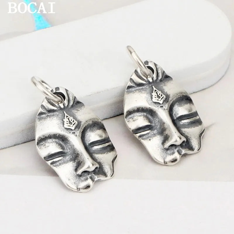 Spiritual Abacus™ S925 Sterling Silver Buddha Head Pendant – Vintage Irregular Design Spiritual Necklace for Men & Women