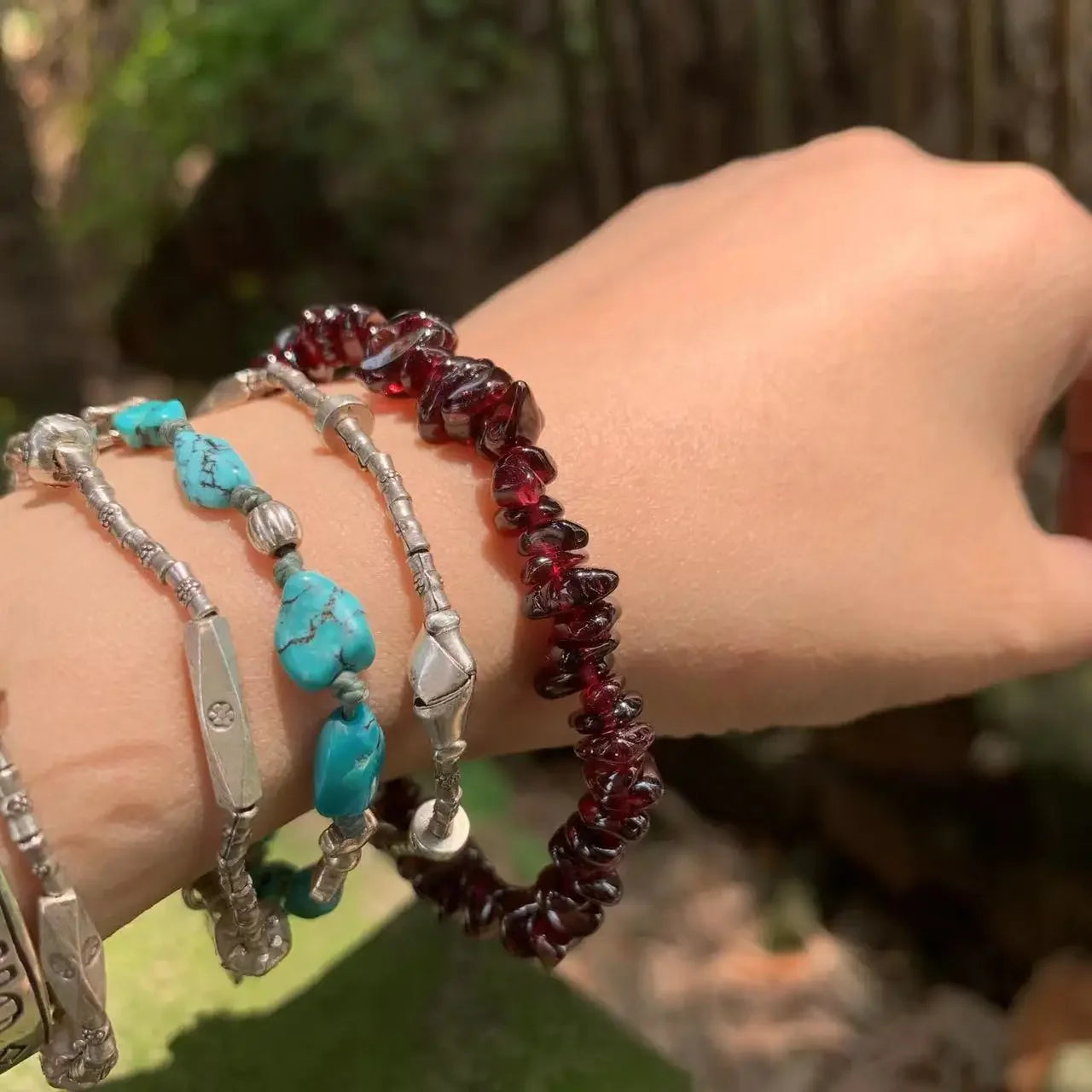 ❤️ Spiritual Abacus – Natural Garnet Bracelet for Women