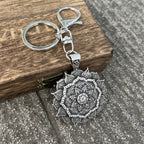 Spiritual Abacus™ Retro OM Lotus Keychain – Vintage Yoga & Spiritual Key Accessory
