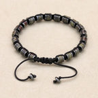 🐉 Spiritual Abacus Hematite & Dragon Blood Stone Beaded Bracelet – Handmade Braided Couple Jewelry