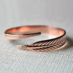 Spiritual Abacus™ Vintage Copper Feather Wing Cuff Bangle – Unisex Punk Style Wrist Jewelry