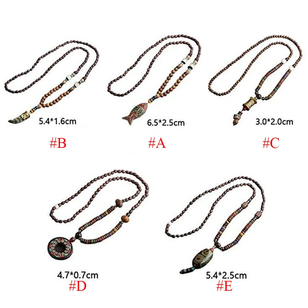 📿Spiritual Abacus Ethnic Necklace – Nepal Buddhist Jewelry - Handmade Wooden Beads • Spiritual Long Necklace