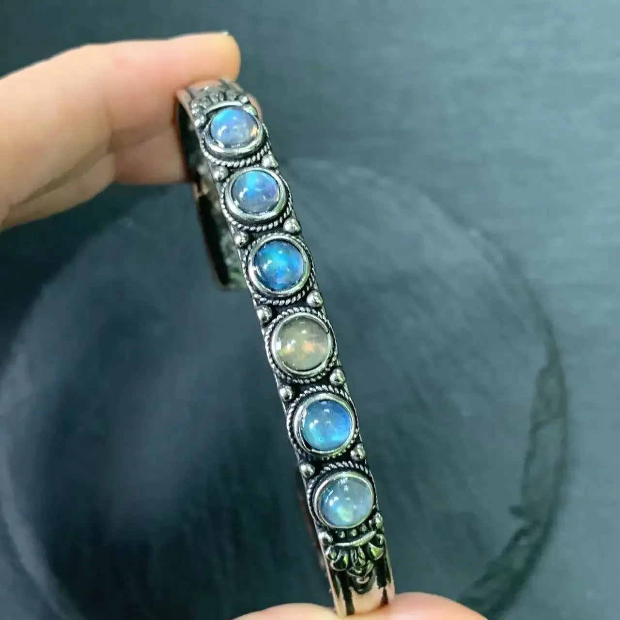 🌕 Spiritual Abacus – Natural Moonstone Bracelet