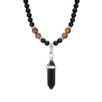 🗡️ Spiritual Abacus Tibetan Phurba Kilaya Necklace Tiger’s Eye & Lava Stone Necklace