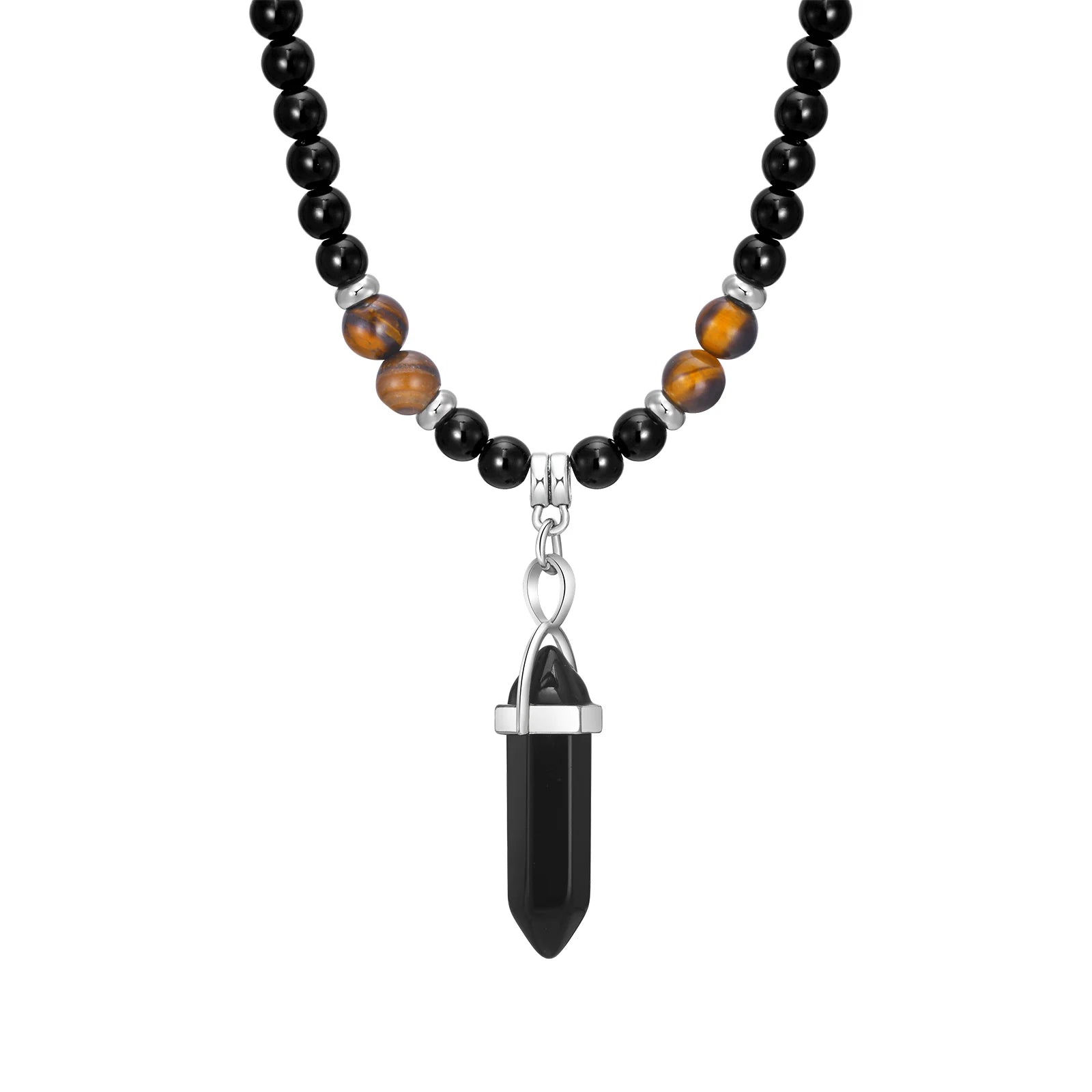 🗡️ Spiritual Abacus Tibetan Phurba Kilaya Necklace Tiger’s Eye & Lava Stone Necklace