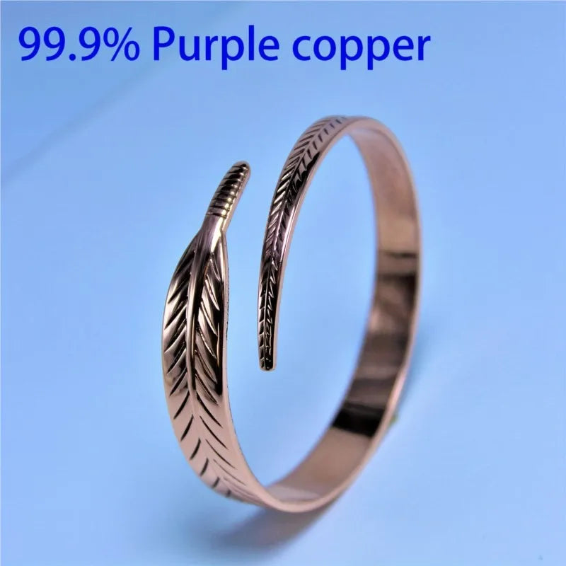 Spiritual Abacus™ Vintage Copper Feather Wing Cuff Bangle – Unisex Punk Style Wrist Jewelry
