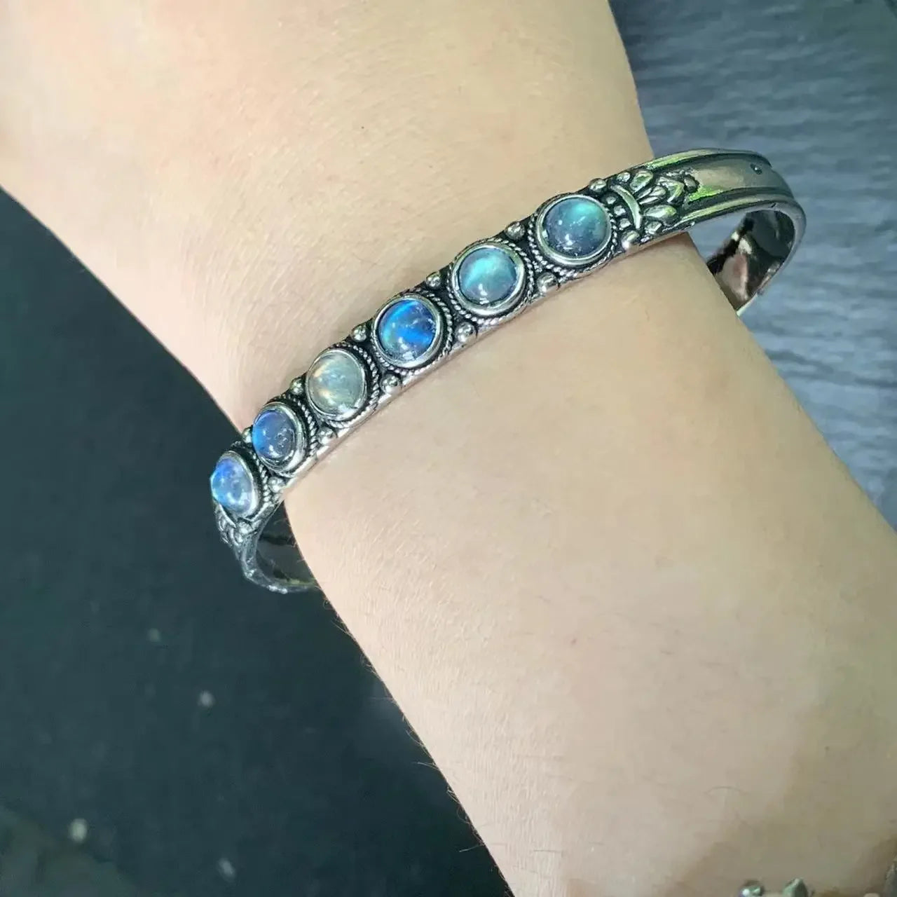 🌕 Spiritual Abacus – Natural Moonstone Bracelet