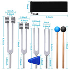 🎵 Spiritual Abacus 4-Pack Tuning Fork Set – 128Hz, 256Hz, 512Hz & 528Hz + Hammer |