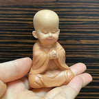 Spiritual Abacus™ Cute Small Monk Figurines – Mini Resin Buddha Statues for Desk, Home, or Car Décor