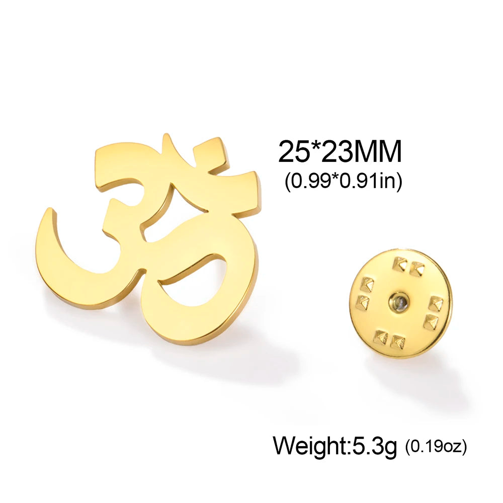 Spiritual Abacus™ Stainless Steel OM Symbol Brooch – Sanskrit Aum Lapel Pin for Yoga & Mindful Living