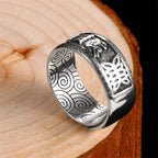 💍 Spiritual Abacus 925 Sterling Silver Mantra Ring Adjustable Retro Buddhist Om Mani Padme Hum Ring for Men