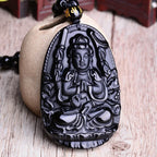Spiritual Abacus™ Black Obsidian Buddha Pendant Necklace