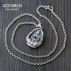 Spiritual Abacus™ 999 Sterling Silver Guanyin & Buddha Mantra Pendant – Lotus Design Retro Amulet Necklace with Six-Word Engraving