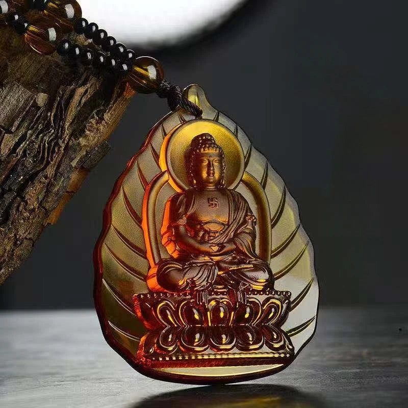 Spiritual Abacus™ Hand-Carved Ice Yellow Crystal Buddha Pendant – Fashion Charm Necklace for Mindfulness & Style