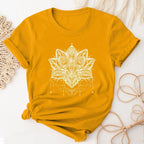 👚Spiritiual Abacus Plus Size Casual T-shirt, Women's Plus Mandala Print Short Sleeve Round Neck Slight Stretch T-shirt
