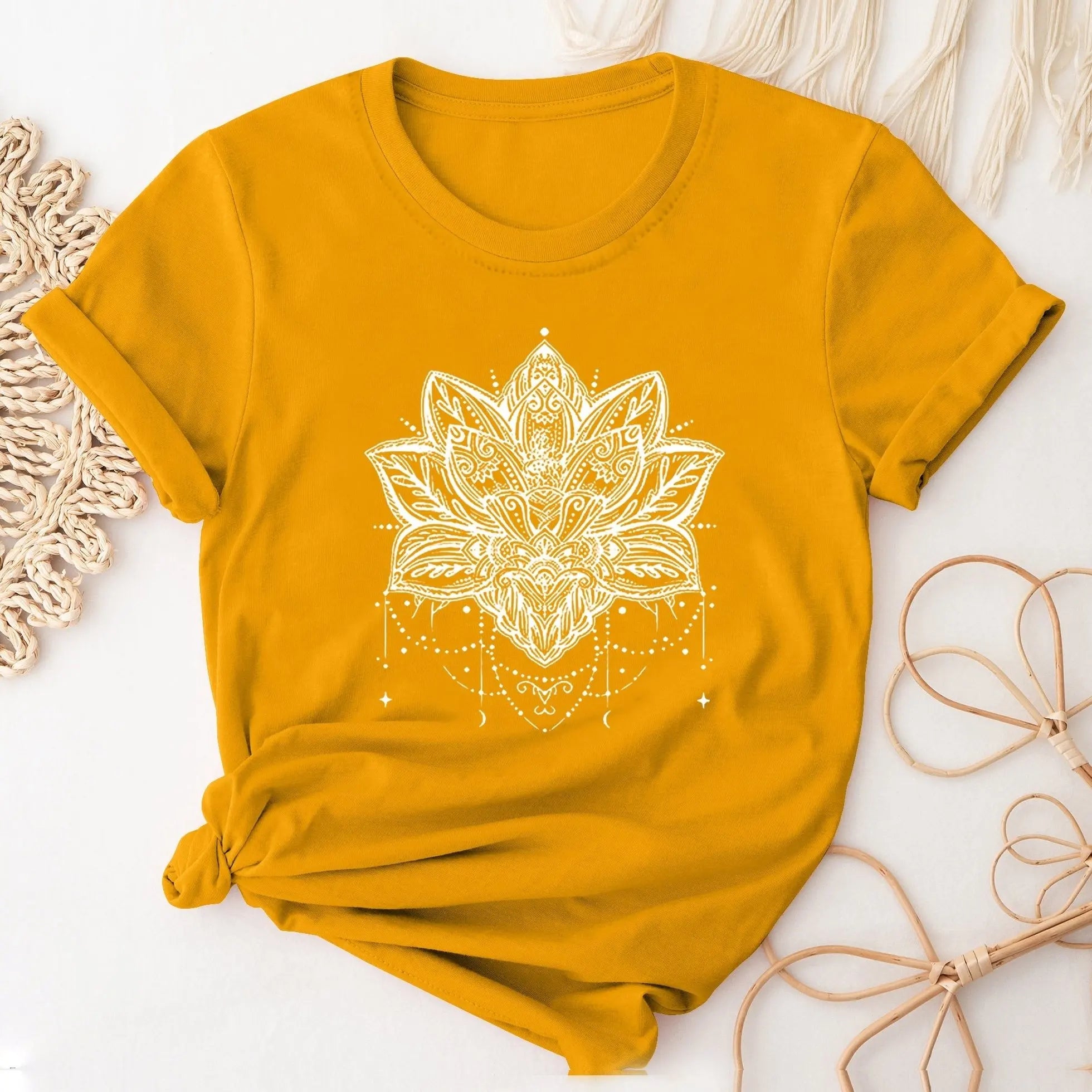 👚Spiritiual Abacus Plus Size Casual T-shirt, Women's Plus Mandala Print Short Sleeve Round Neck Slight Stretch T-shirt