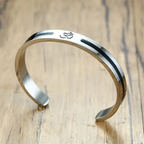🕉 Spiritual Abacus Stainless Steel OM Cuff Bracelet – Silver Color Open Bangle for Men & Women