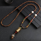 📿Spiritual Abacus Ethnic Necklace – Nepal Buddhist Jewelry - Handmade Wooden Beads • Spiritual Long Necklace