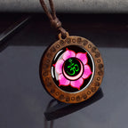 Spiritual Abacus™ Wooden OM Pendant Necklace – Symbol Glass Dome Yoga & Meditation Jewelry