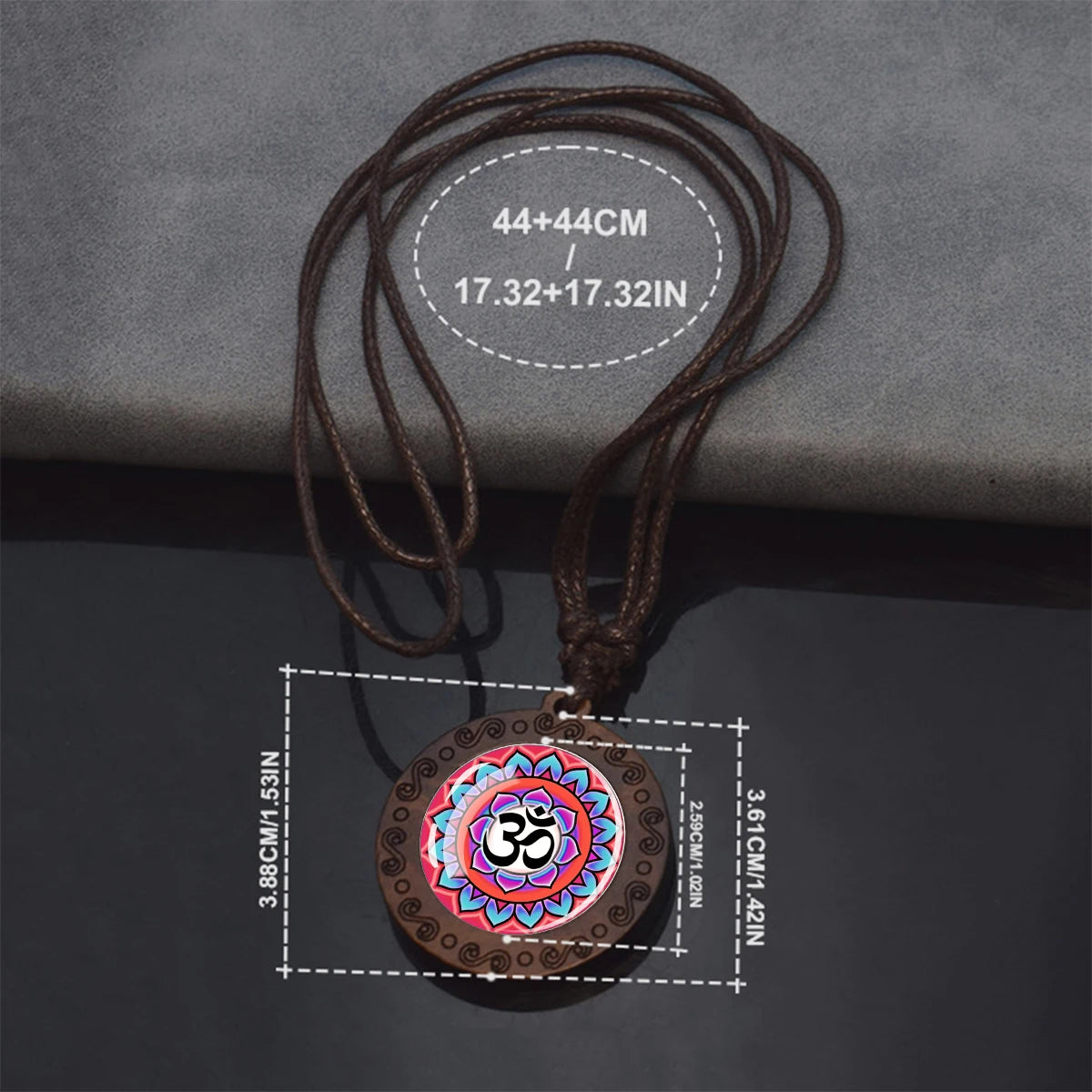 Spiritual Abacus™ Wooden OM Pendant Necklace – Symbol Glass Dome Yoga & Meditation Jewelry