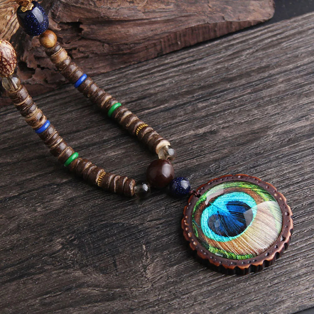 📿Spiritual Abacus Ethnic Necklace – Nepal Buddhist Jewelry - Handmade Wooden Beads • Spiritual Long Necklace