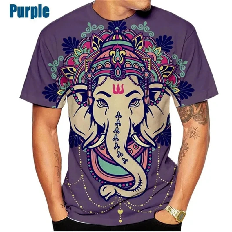 🕉️ Spiritual Abacus God of Wisdom Ganesha 3D T-Shirt – Unisex Hindu Spiritual Streetwear