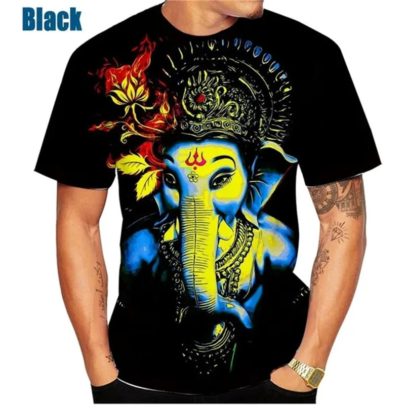 🕉️ Spiritual Abacus God of Wisdom Ganesha 3D T-Shirt – Unisex Hindu Spiritual Streetwear
