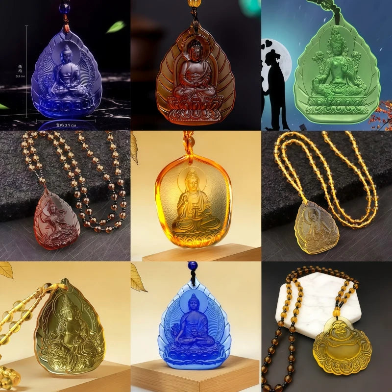 Spiritual Abacus™ Hand-Carved Ice Yellow Crystal Buddha Pendant – Fashion Charm Necklace for Mindfulness & Style