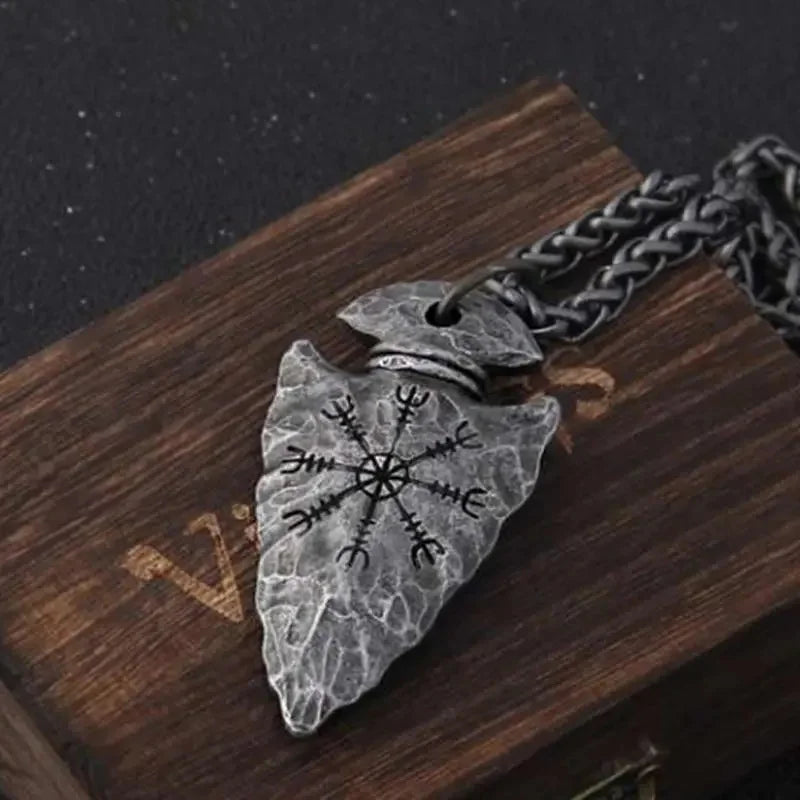 🛡️ Spiritual Abacus Viking Spear Rune Pendant Necklace Vintage Pirate-Style
