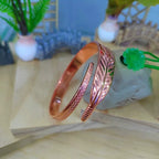 Spiritual Abacus™ Vintage Copper Feather Wing Cuff Bangle – Unisex Punk Style Wrist Jewelry