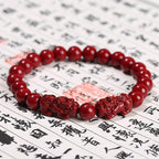 🐉 Spiritual Abacus – Natural Cinnabar Pixiu Bracelet