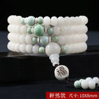 📿 Spiritual Abacus – Natural White Jade & Bodhi Root 108-Bead Mala - Meditation Prayer Bracelet & Necklace