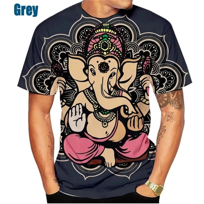 🕉️ Spiritual Abacus God of Wisdom Ganesha 3D T-Shirt – Unisex Hindu Spiritual Streetwear