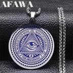 Spiritual Abacus™ Om Symbol Eye Pendant Necklace – Silver Color Spiritual Jewelry for Men & Women