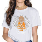 Spiritual Abacus™ “Be Happy” Buddha Graphic T-Shirt – Women’s Cotton Mindful Streetwear Tee