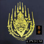 Spiritual Abacus™ Thai Nine-Tailed Red Fox & Lotus Gold Mask Buddha Metal Phone Sticker