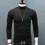 Spiritual Abacus™ Men’s Slim Fit Turtleneck Shirt – Solid Black Long Sleeve Fall/Winter Innerwear