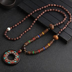 📿Spiritual Abacus Ethnic Necklace – Nepal Buddhist Jewelry - Handmade Wooden Beads • Spiritual Long Necklace