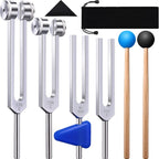 🎵 Spiritual Abacus 4-Pack Tuning Fork Set – 128Hz, 256Hz, 512Hz & 528Hz + Hammer |
